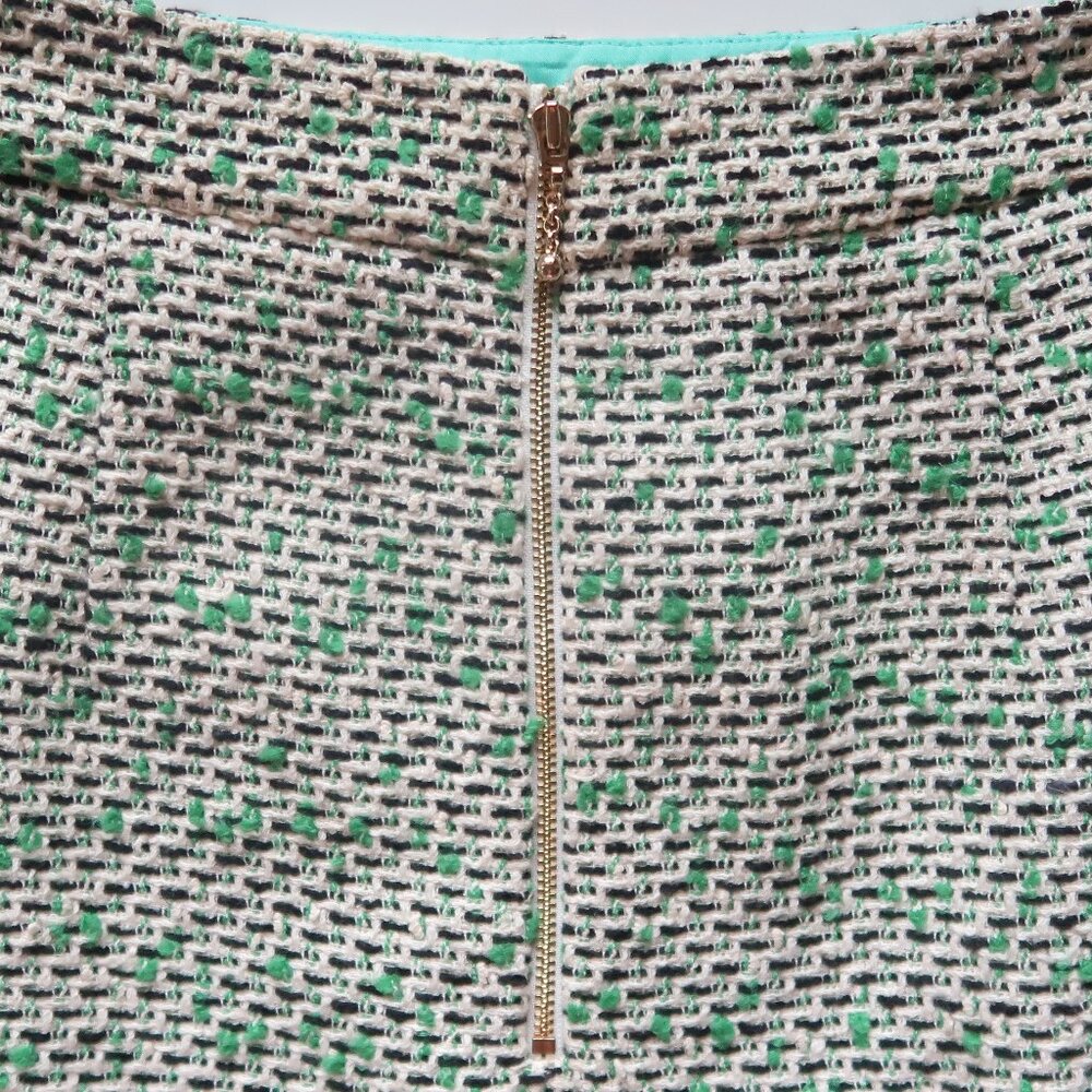 Kate Spade Tweed Pencil Skirt Green Cream Textured Career Work Office Classic 8 - Picture 6 of 12